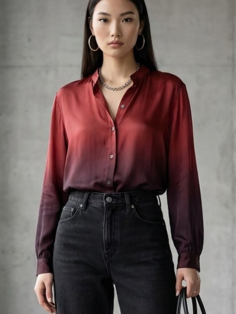 Raquel Allegra Essential Gradient Blouse Rust Sunset Size 3 L